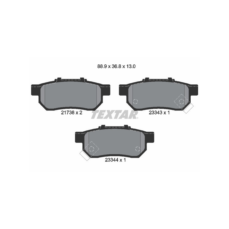 TEXTAR 2173801 Plaquettes de frein arrière pour Jazz Civic CRX City Integra