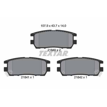 TEXTAR 2184002 Plaquettes de frein Arrière pour