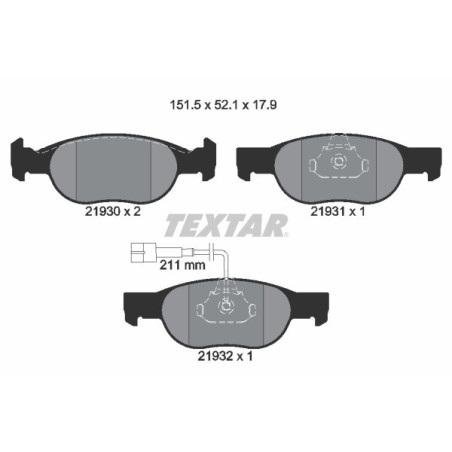 TEXTAR 2193002 Plaquettes de frein Avant pour