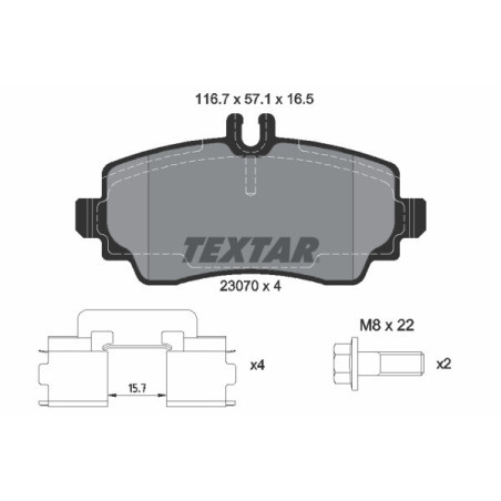 TEXTAR 2307003 Klocki hamulcowe przód dla Mercedes A