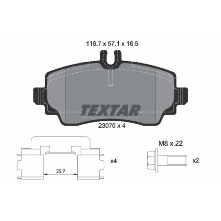 TEXTAR 2307004 Brzdové destičky přední pro Mercedes A