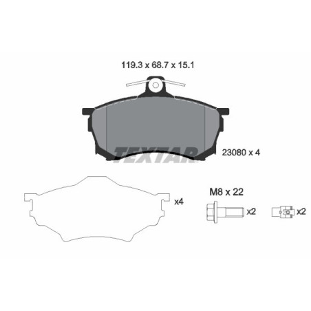 TEXTAR 2308001 Pastillas de freno delantero para Mitsubishi Carisma