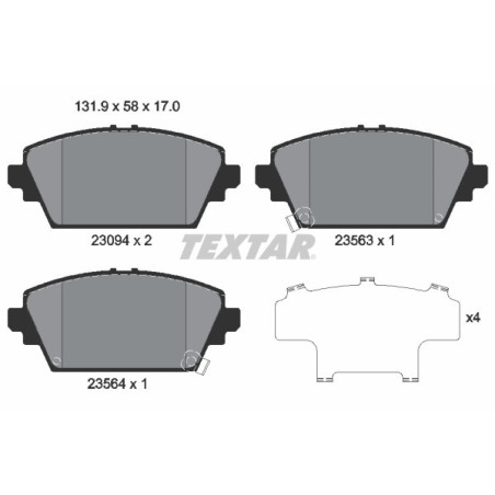 TEXTAR 2309401 Brzdové destičky přední pro Primera Accord Almera MG ZS