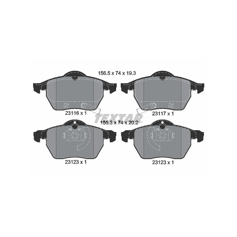 TEXTAR 2311701 Brake Pads Set Front for 9-5 9-3 Astra Zafira