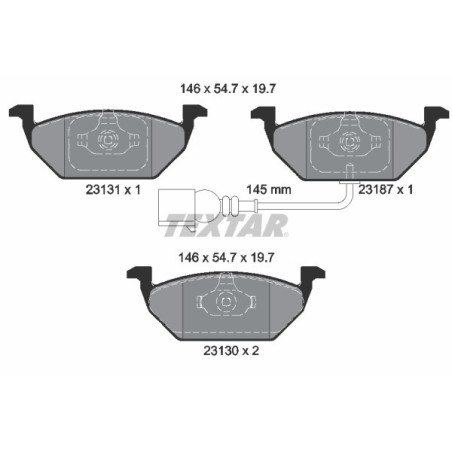 TEXTAR 2313101 Plaquettes de frein avant pour Golf Fabia Octavia Altea Polo Bora Jetta A3