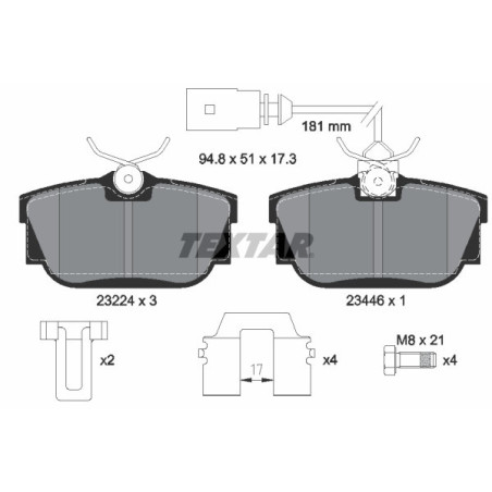TEXTAR 2322416 Brake Pads Set Rear for Transporter California Kombi