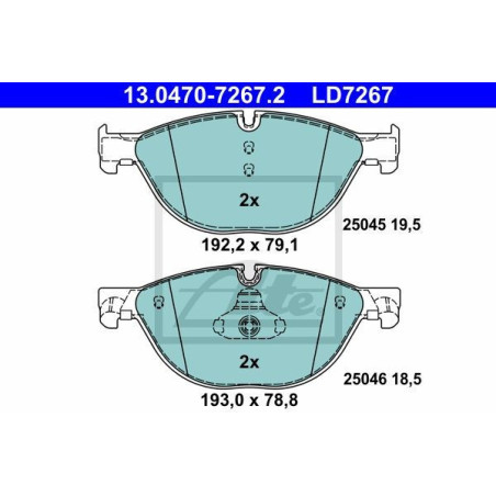 ATE 13.0470-7267.2 Brake Pads Set Front for BMW 5 7