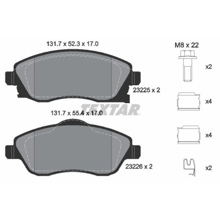 TEXTAR 2322501 Pastiglie freno anteriore per Corsa Combo Corsavan Tigra Meriva