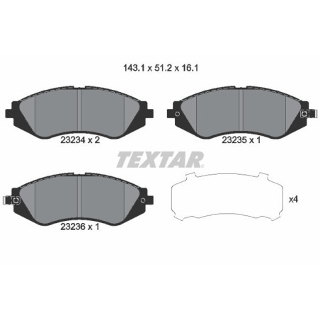 TEXTAR 2323401 Brzdové platničky predný pre Nubira Lacetti Leganza Tacuma Aveo Espero