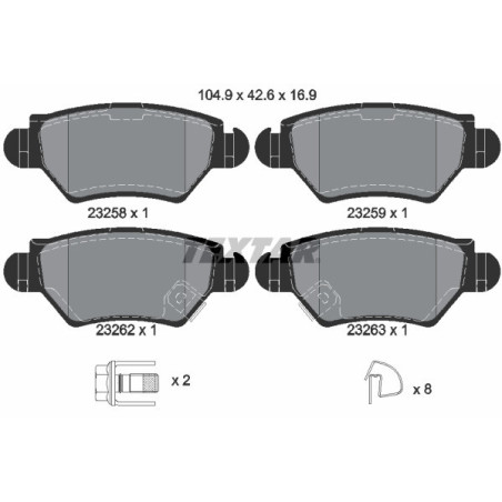 TEXTAR 2325803 Brake Pads Set Rear for Astra Zafira Astravan Corsa