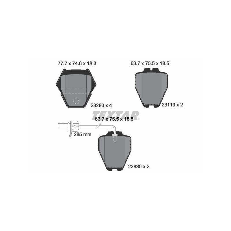 TEXTAR 2328001 Brake Pads Set Front for Passat A6 Allroad Phaeton A4