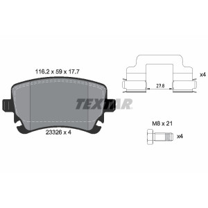 TEXTAR 2332601 Brake Pads Set Rear for Transporter A6 Multivan California A8 A4 Scirocco Eos