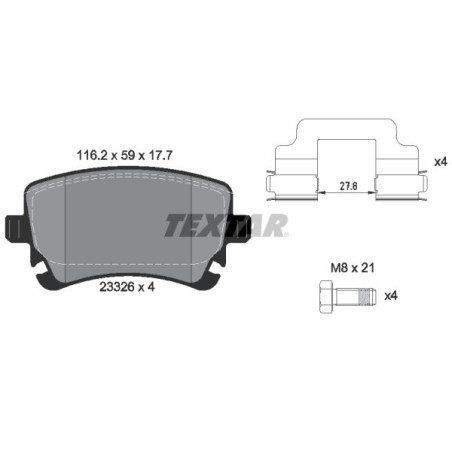 TEXTAR 2332601 Pastiglie freno posteriore per Transporter A6 Multivan California A8 A4