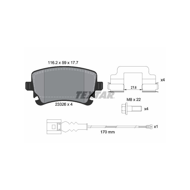 TEXTAR 2332602 Bremsbeläge Hinten für Transporter Multivan California