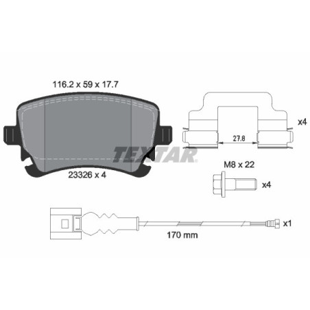 TEXTAR 2332602 Klocki hamulcowe tył dla Transporter Multivan California