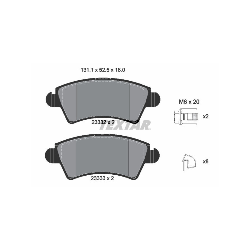 TEXTAR 2333201 Plaquettes de frein avant pour 206 Xsara