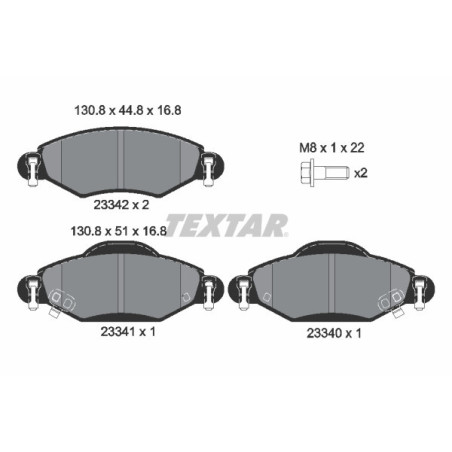 TEXTAR 2334001 Brake Pads Set Front for Toyota Yaris
