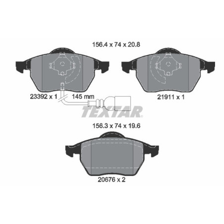 TEXTAR 2339201 Klocki hamulcowe przód dla Golf Bora TT New A3 Leon Octavia Toledo Passat