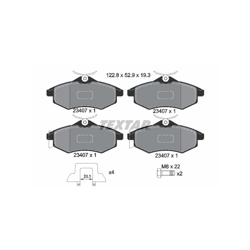 TEXTAR 2340702 Brzdové platničky predný pre Citroen C3 C2