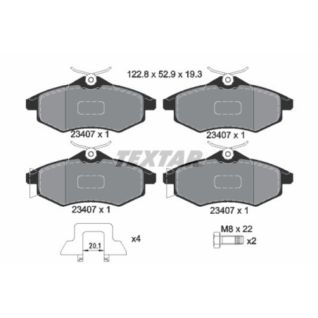 TEXTAR 2340702 Brake Pads Set Front for Citroen C3 C2