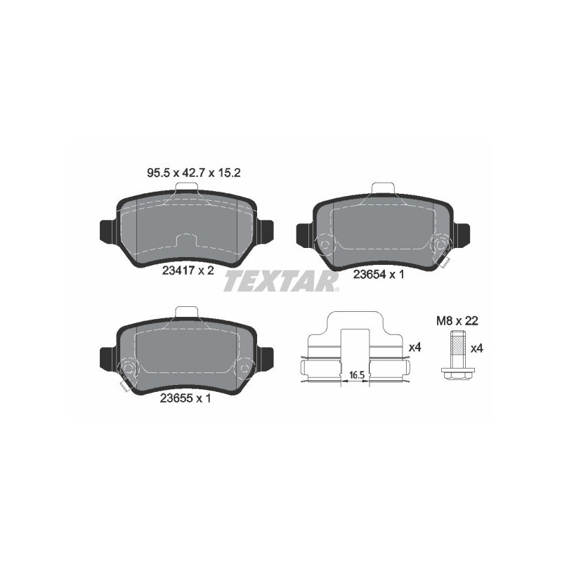 TEXTAR 2341703 Klocki hamulcowe tył dla Astra Zafira Meriva Combo Corsa Astravan Venga