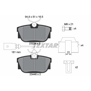 TEXTAR 2344605 Brake Pads Set Rear for Transporter Alhambra California Sharan Galaxy Kombi