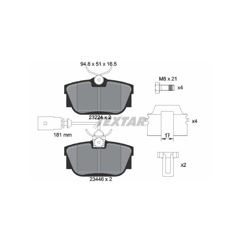 TEXTAR 2344605 Bremsbeläge Hinten für Transporter Alhambra California Sharan Galaxy Kombi