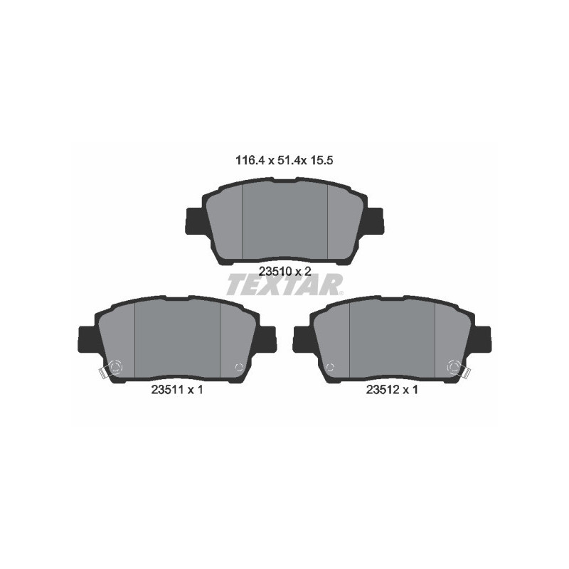 TEXTAR 2351002 Brake Pads Set Front for Yaris Corolla Prius Celica Echo