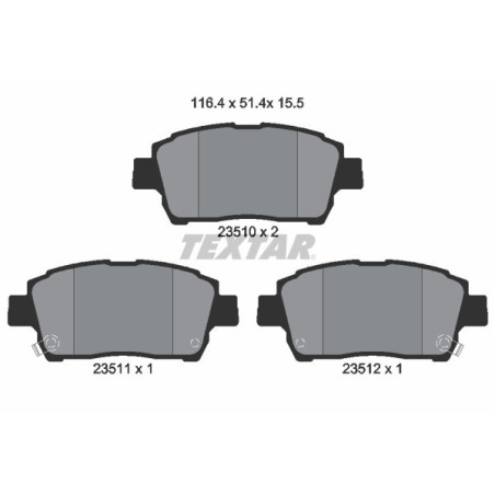 TEXTAR 2351002 Brzdové platničky predný pre Yaris Corolla Prius Celica Echo