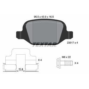TEXTAR 2351703 Brzdové destičky zadní pro 156 Lybra 147 GT Linea
