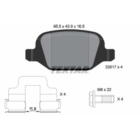 TEXTAR 2351703 Brake Pads Set Rear for 156 Lybra 147 GT Linea