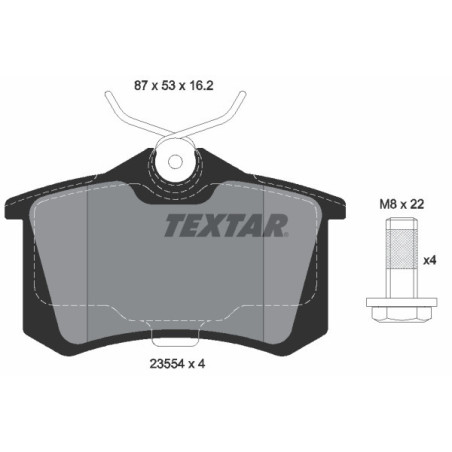 TEXTAR 2355406 Bremsbeläge Hinten für Megane Scenic C3 Clio Fluence Thalia Note Espace 208