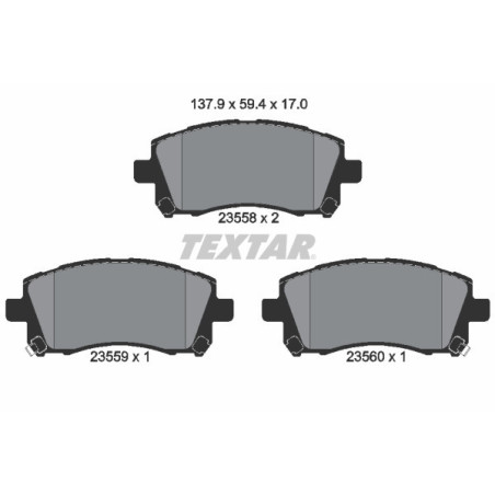 TEXTAR 2355802 Brzdové platničky predný pre Legacy Forester Impreza Outback Grandis Lancer