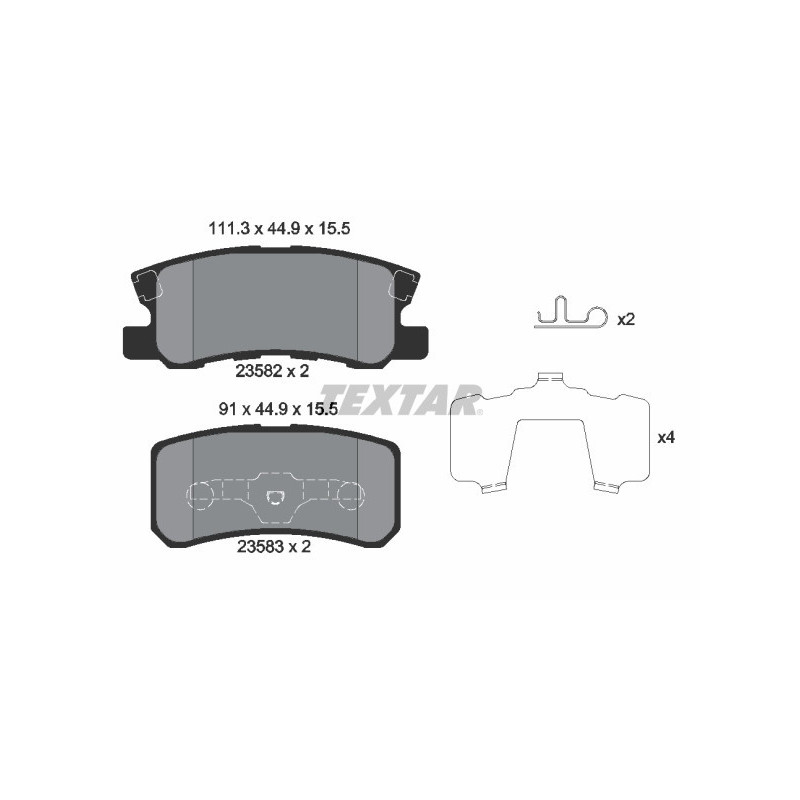 TEXTAR 2358202 Brzdové destičky zadní pro PAJERO Outlander ASX Patriot Sebring Avenger C4