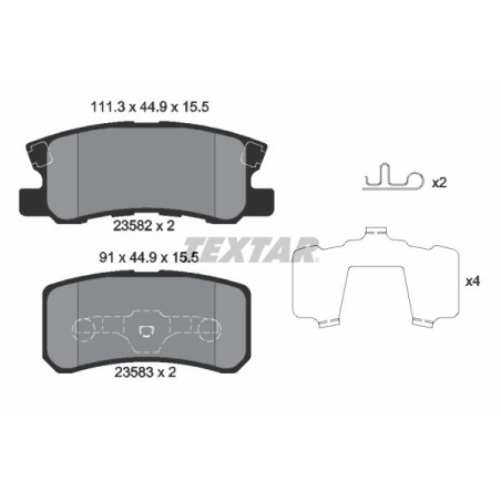 TEXTAR 2358202 Brzdové destičky zadní pro PAJERO Outlander ASX Patriot Sebring Avenger C4