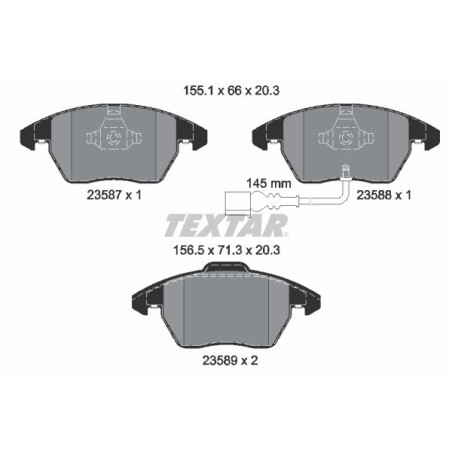 TEXTAR 2358701 Plaquettes de frein avant pour Golf A3 Octavia Caddy Altea Ibiza Fabia