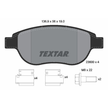 TEXTAR 2360001 Plaquettes de frein avant pour 307 207 C4 Xsara Partner Berlingo C3 206