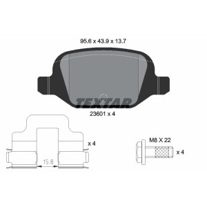 TEXTAR 2360102 Bremsbeläge Hinten für 500 Vesta Ypsilon Panda Idea Musa Punto 500C Granta
