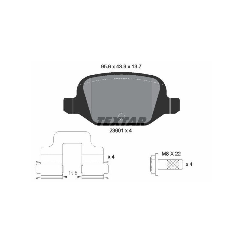 TEXTAR 2360102 Plaquettes de frein arrière pour 500 Vesta Ypsilon Panda Idea Musa Punto