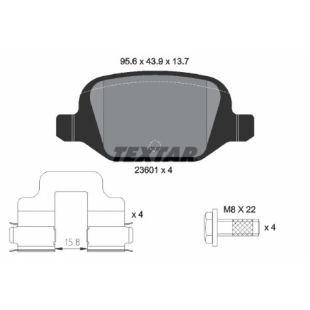 TEXTAR 2360102 Brzdové platničky zadný pre 500 Vesta Ypsilon Panda Idea Musa Punto 500C