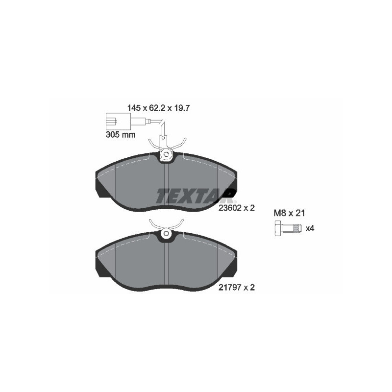 TEXTAR 2360201 Brzdové platničky predný pre Ducato Boxer JUMPER