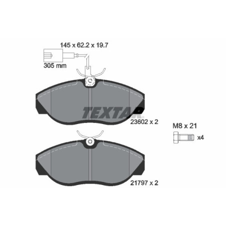 TEXTAR 2360201 Brzdové platničky predný pre Ducato Boxer JUMPER