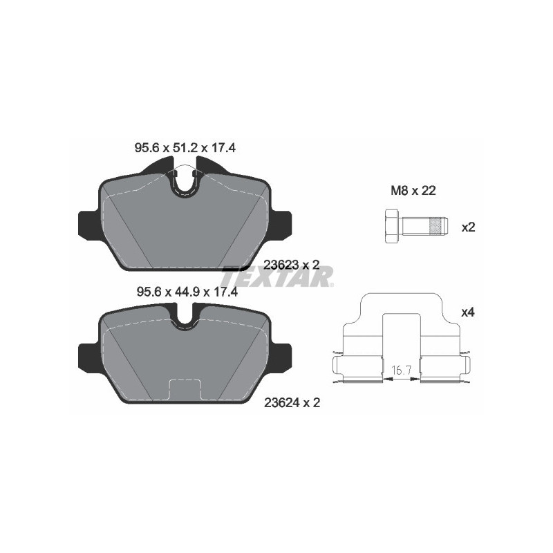 TEXTAR 2362303 Bremsbeläge Hinten für