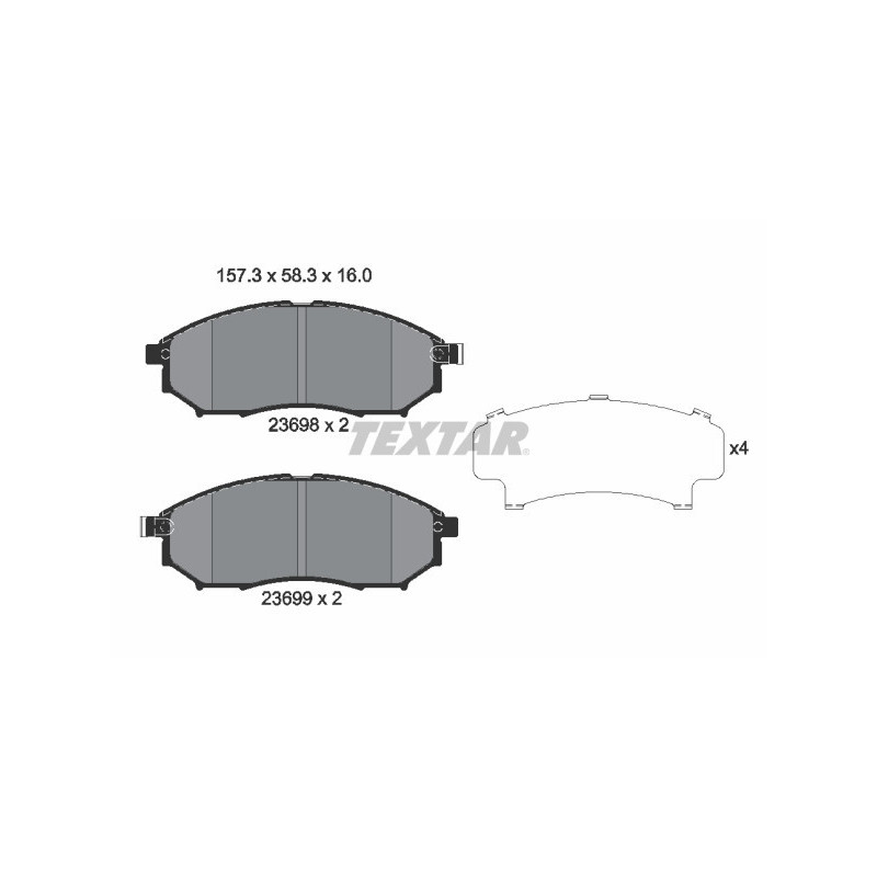 TEXTAR 2369801 Plaquettes de frein avant pour Qashqai NP300 Murano G FX Koleos Pathfinder