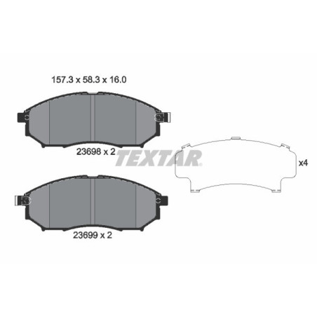TEXTAR 2369801 Pastillas de freno delantero para Qashqai NP300 Murano G FX Koleos