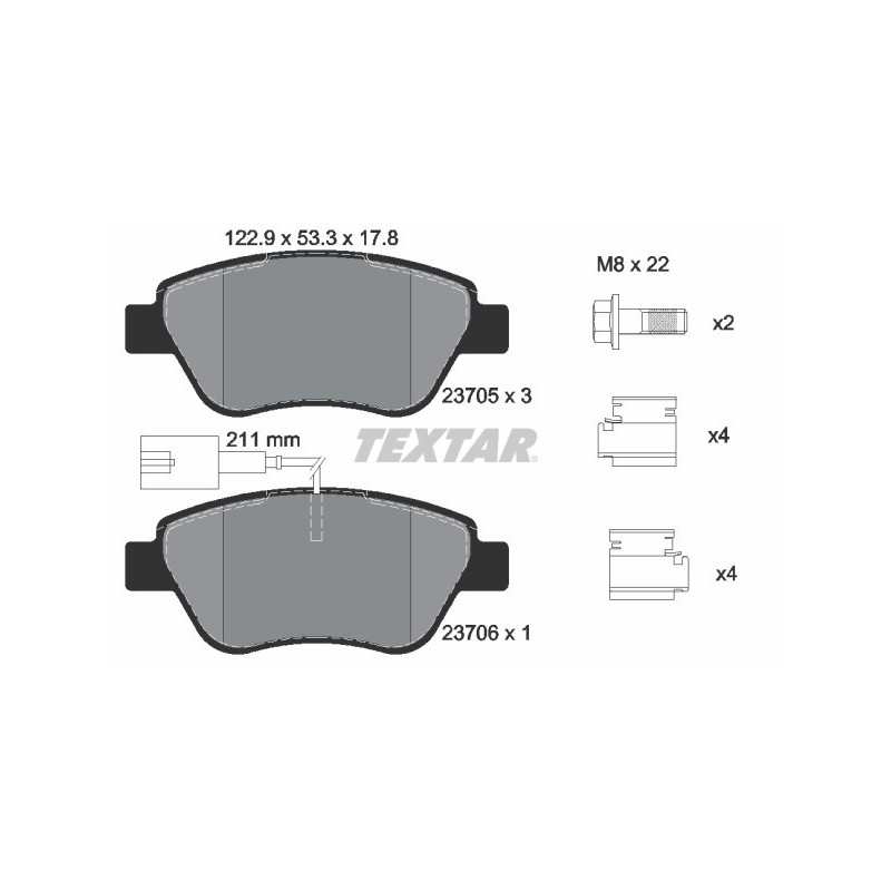 TEXTAR 2370502 Brzdové platničky predný pre Doblo Idea Punto Bravo Stilo Linea Musa 500
