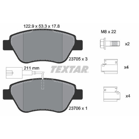 TEXTAR 2370502 Klocki hamulcowe przód dla Doblo Idea Punto Bravo Stilo Linea Musa 500