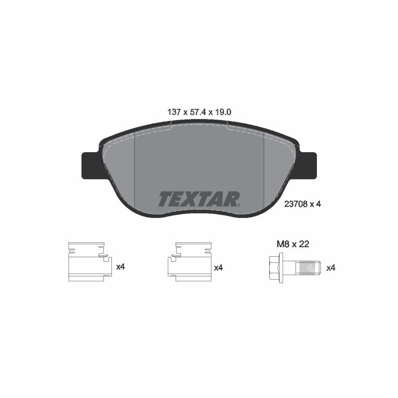 TEXTAR 2370803 Klocki hamulcowe przód dla 307 Doblo 207 C4 Xsara Idea Berlingo Linea