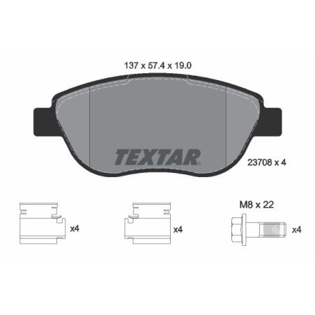 TEXTAR 2370803 Brake Pads Set Front for 307 Doblo 207 C4 Xsara Idea Berlingo Linea Partner C3 1007