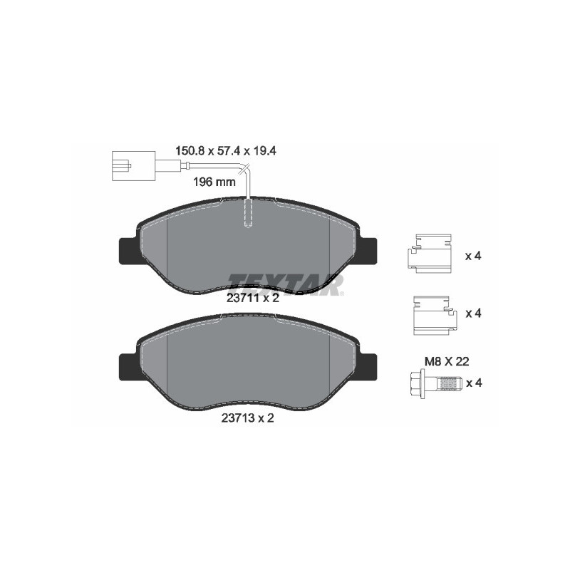 TEXTAR 2371104 Pastiglie freno anteriore per Stilo MiTo Delta Bravo Lybra